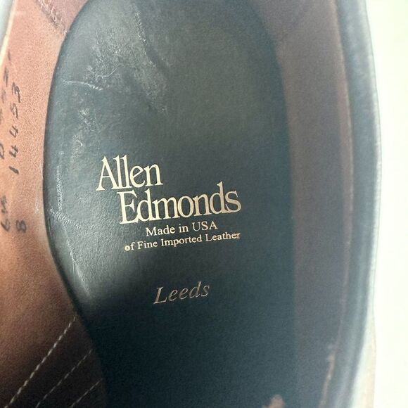 Allen Edmonds Leeds Plain Toe Blucher Leather Derby Dress Shoe Size 6.5 D Brown - Picture 8 of 9